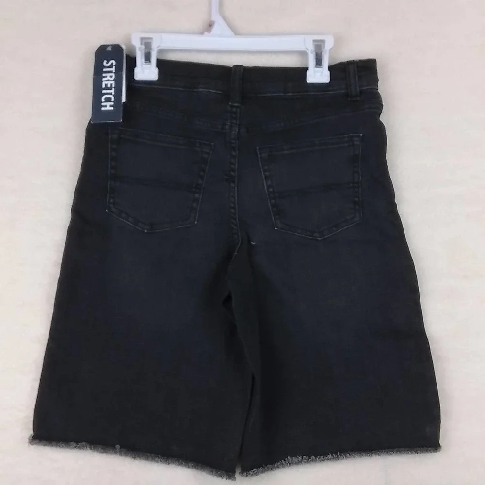 Oshkosh Jean Shorts Boys Size 12 in Faded Black w/ Distressing, Adjustable Waist